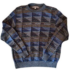 Vintage Croft & Barrow Dad Grandpa Grunge Textured Geometric 90's Sweater L
